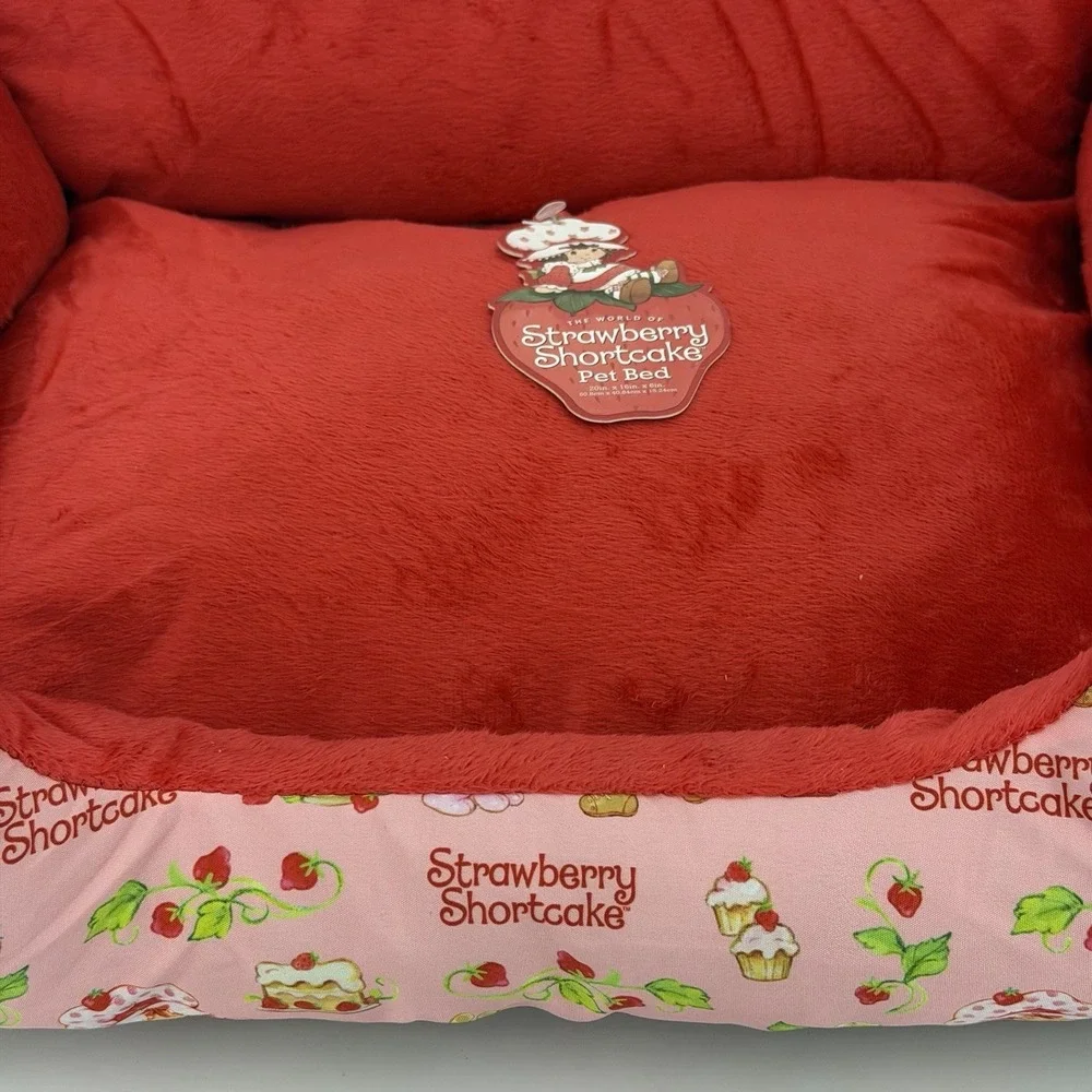 Strawberry Shortcake Pink Plush Nesting Dog Bed Machine Washable